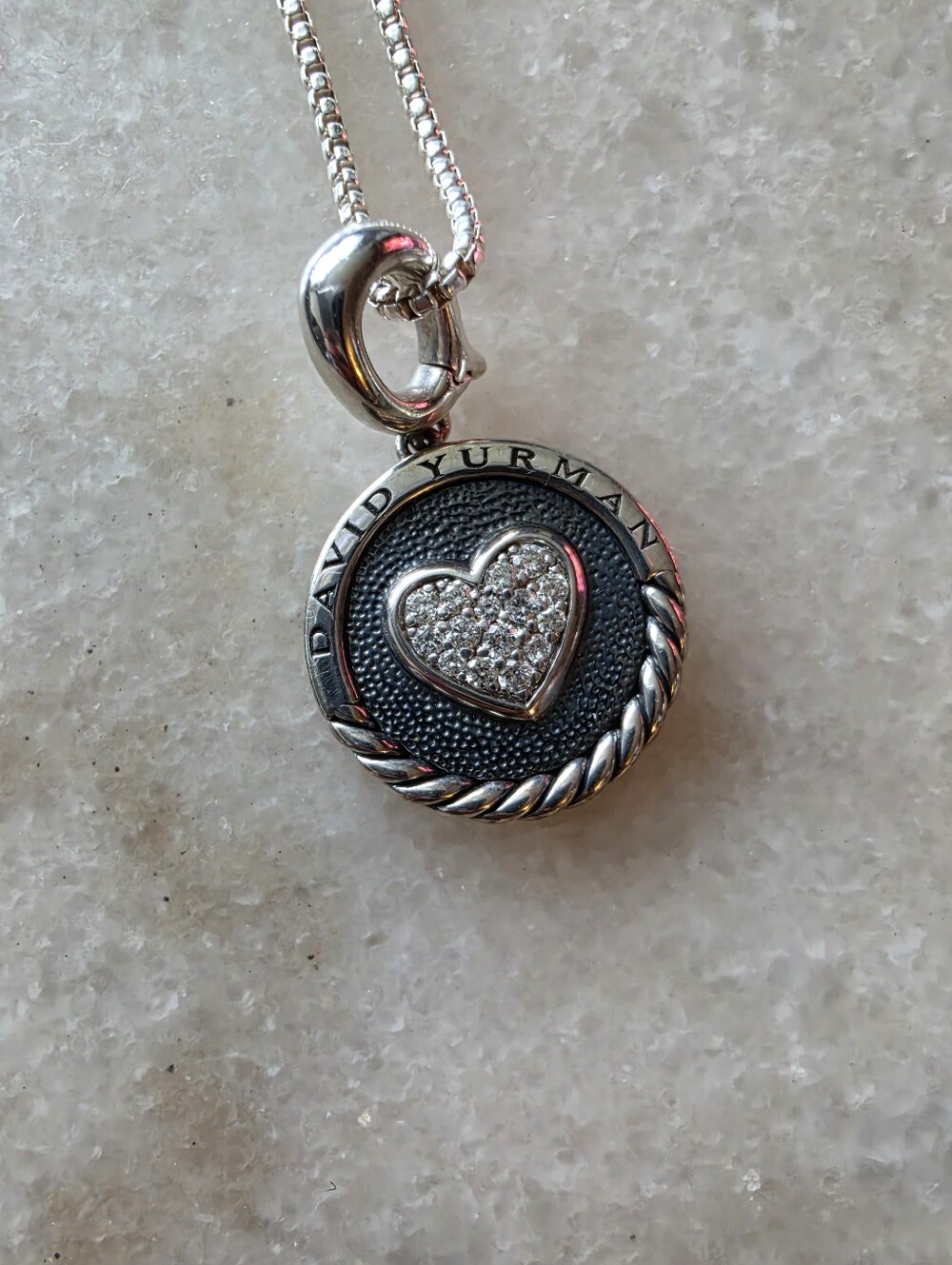 David Yurman Pave Diamond Heart Necklace